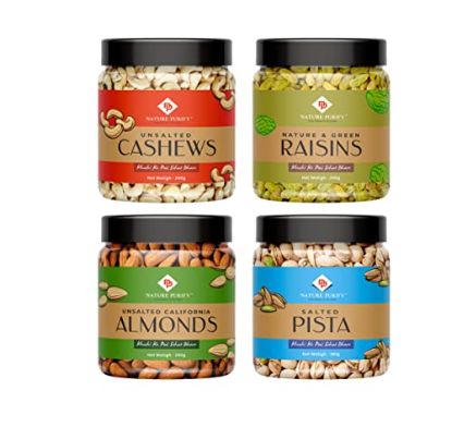 Picture of Nature Purify Dry Fruits Combo Pack - (200g * 4) 800g (Almonds, Cashews, Pistachios, Raisins) - All Premium.