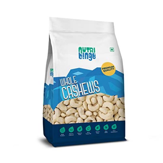 Picture of Nutri Binge Whole Cashew Nuts W240 Raw and Natural 200g, Premium Large Dry Fruit, No Preservatives, Gluten Free, Non-GMO, Vegan Friendly (Pack of 1)