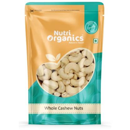 Picture of Nutri Organics Dry Fruits Natural Premium Whole Cashews 1kg | Whole Crunchy Cashew | Premium Kaju nuts Dry Fruit | Nutritious & Delicious | Gluten Free & Plant based Protein