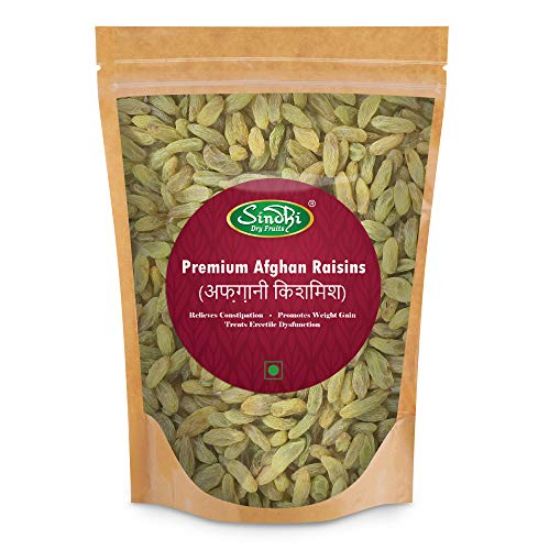 Picture of Sindhi Dry Fruits Kandhari Green Raisins, Sund-e-Khani, Hand Sorted Lambi Kishmish, Whole Natural Dry Grapes, Seedless Long Raisins, 500 grams Pack of 1