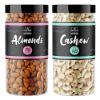 Picture of Organic Box 100% Natural Premium Mix Dry Fruits and Nuts - Combo Pack Badam + Kaju Jar Pack - 500 Gram (Each) Cashew + Almond (Kaju + Badam) Dry Fruit, 1 Kg (500 Gram * 2 Jar)