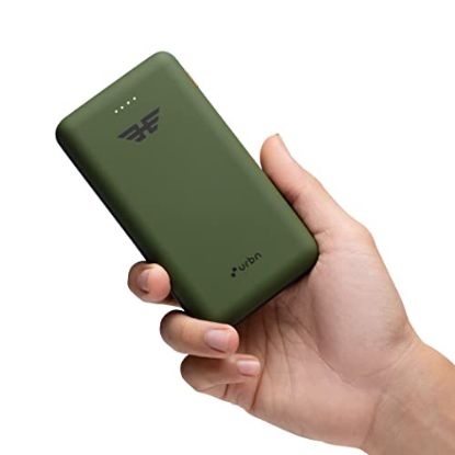 Picture of URBN 20000 mAh Li-Polymer Ultra Compact Power Bank | 12W Fast Charge | Dual USB Output | Type C & Micro Input Only | Pocket Size | Made in India (Camo)