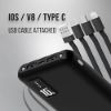Picture of LANDMARK LM PB436 10000mAh Power Bank with 12W Fast Charging, Power Delivery, 2 USB Port with 4 in 1 Cable, Type C Input & Dual LED Torch (iOS / V8 / Type C/USB Cable) (Black)