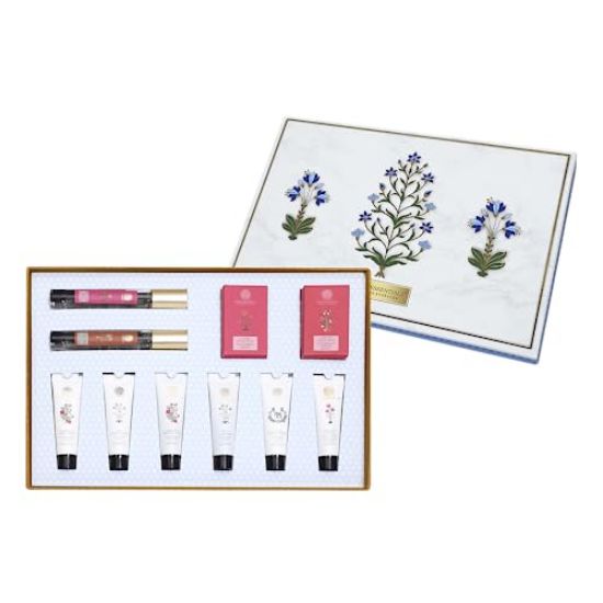 Picture of Forest Essentials Luxurious Trial Sized Skin & Hair Care Selection Box | Personal Care Trial Size Luxury Kit for Women and Men |10 Piece Gift Set