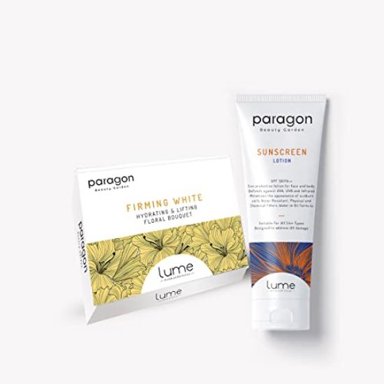 Picture of Lume by Paragon Beauty Garden Essential Combo 7 step Firming White Skin Care Facial Kit + Sunscreen Lotion (120 Gram) SPF50 PA++ Water Resistant